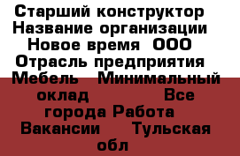 Старший конструктор › Название организации ­ Новое время, ООО › Отрасль предприятия ­ Мебель › Минимальный оклад ­ 30 000 - Все города Работа » Вакансии   . Тульская обл.